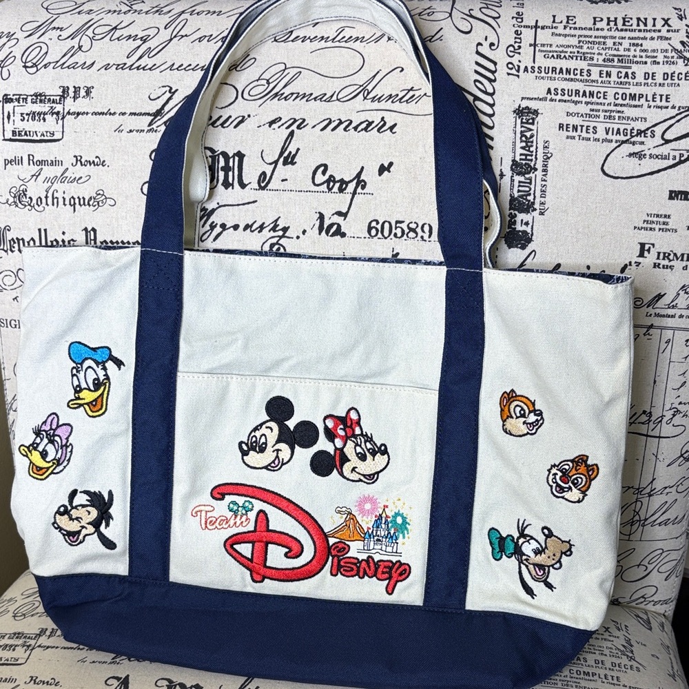 Tokyo Disney Resort Tote Bag, Mickey Minnie, embroidered Canvas Tote Exclusive
